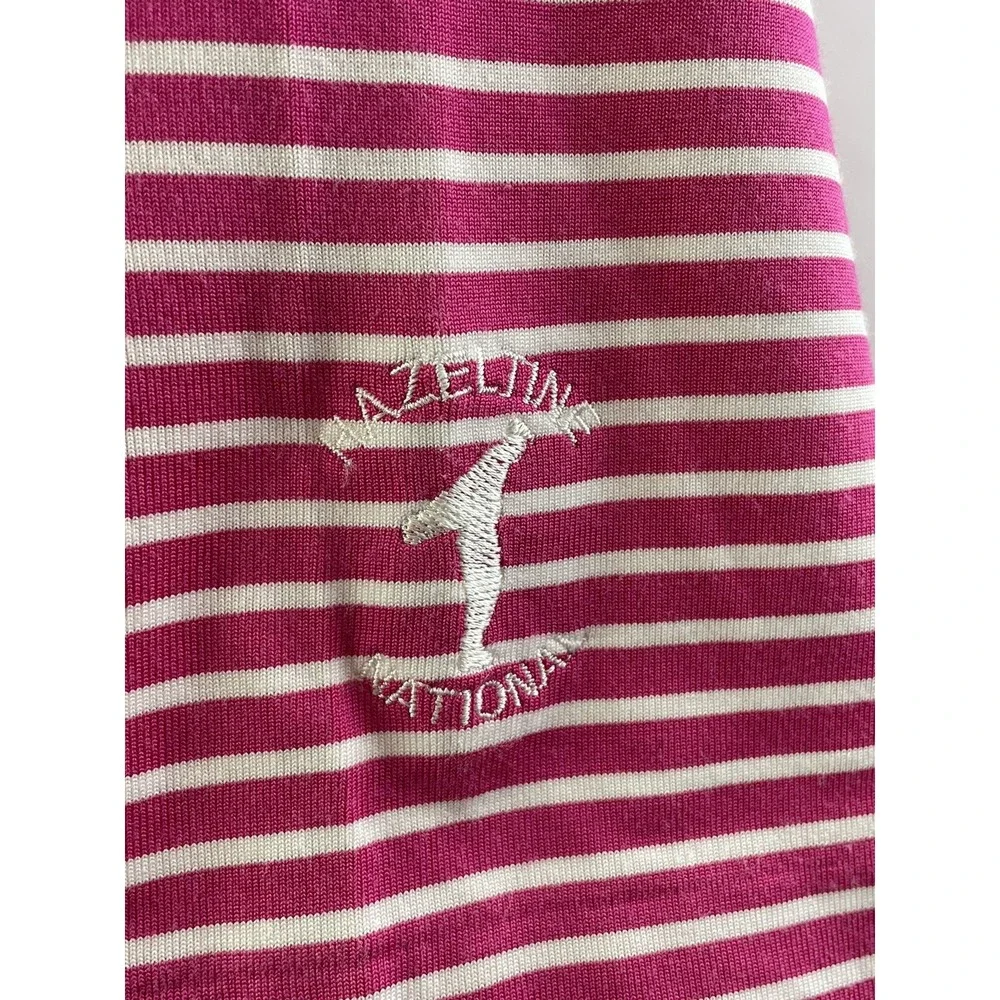 VINTAGE Polo Golf Ralph Lauren Polo Shirt Mens Large Pink Striped S/S HAZELTINE